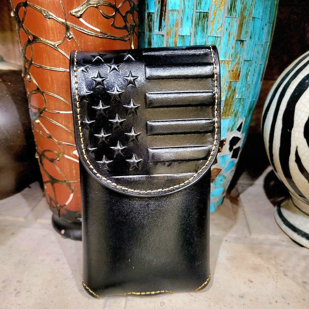 Montana West Cell Phone Holder Holster genuine Leather Belt Loop American Pride